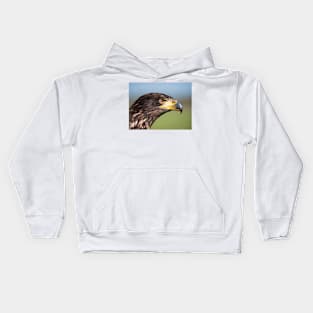 Close-up of an immature American bald eagle Kids Hoodie